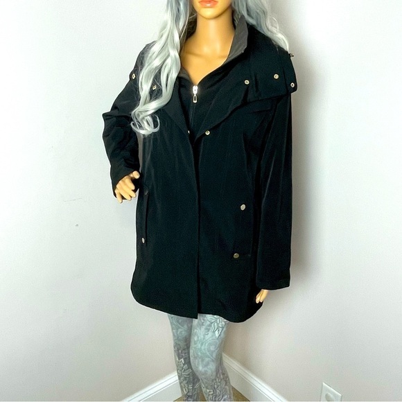Gallery Black Pea Coat with Hood - Size Small - Picture 1 of 13